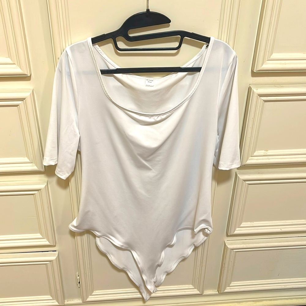 White Scoop Neck Bodysuit